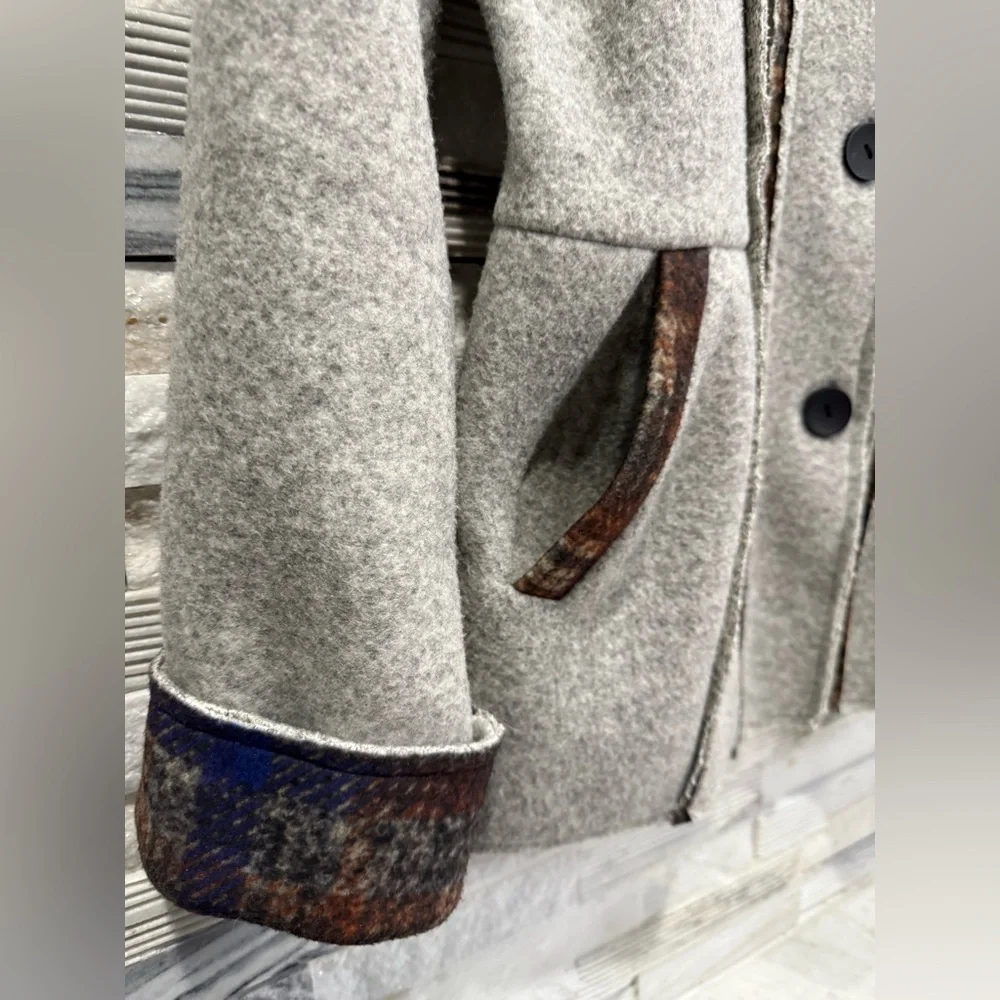 Trisha Tyler Women's Size-M Gray Fleece Coat Jacket Lagenlook